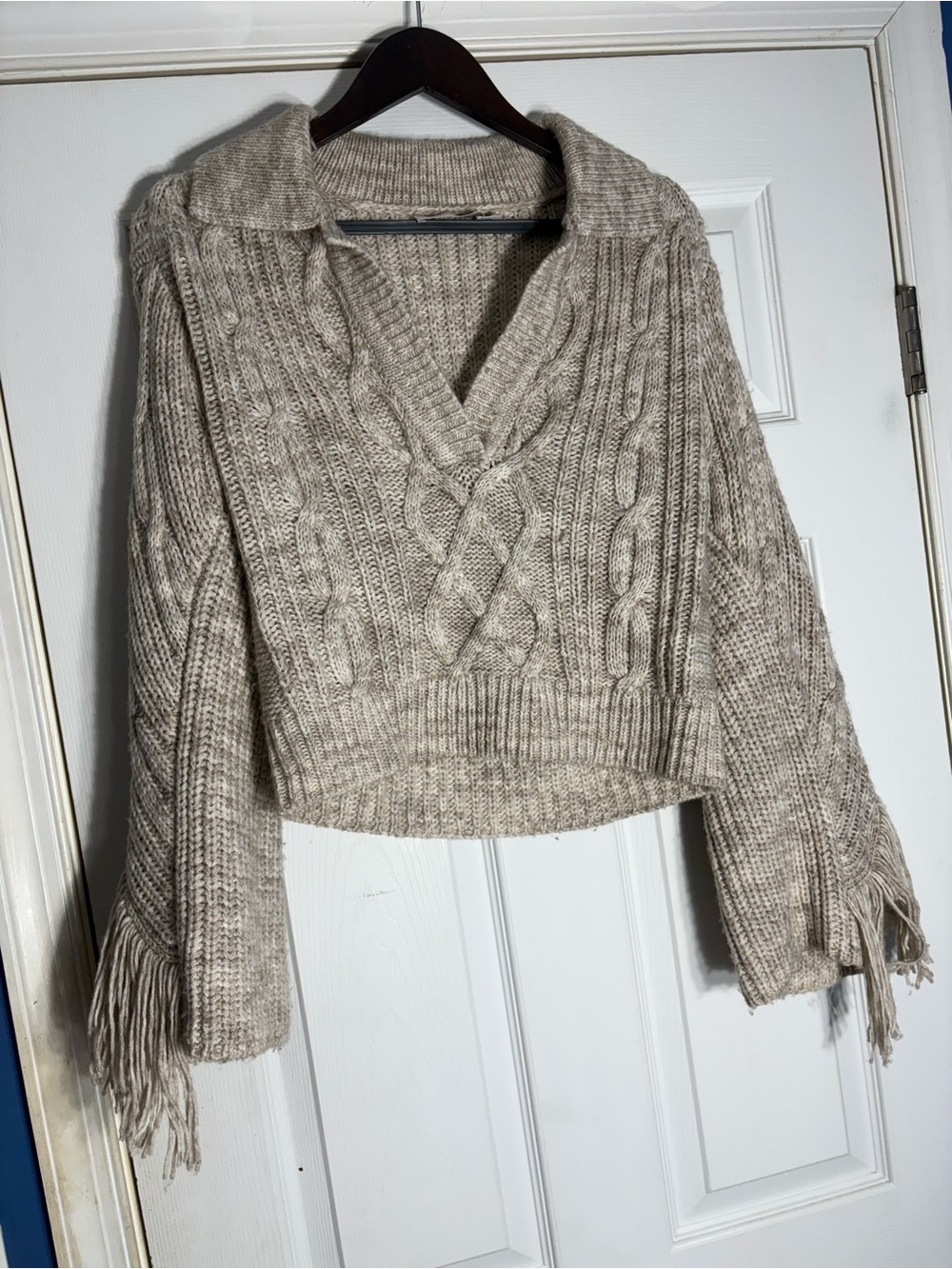 Jonathan Simkhai Cable-Knit V-Neck Sweater in Cream